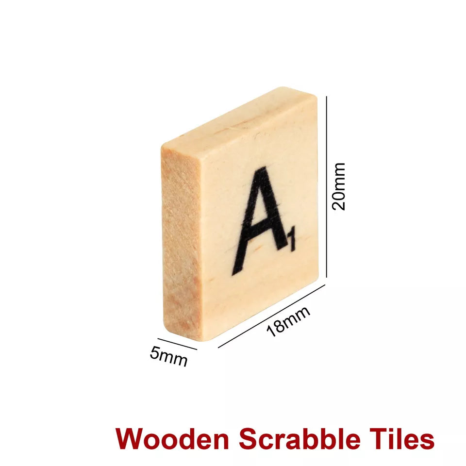 100pcs Wooden Alphabet Scrabble Tiles Set Crafts Wood Coasters Crossword Game Letters