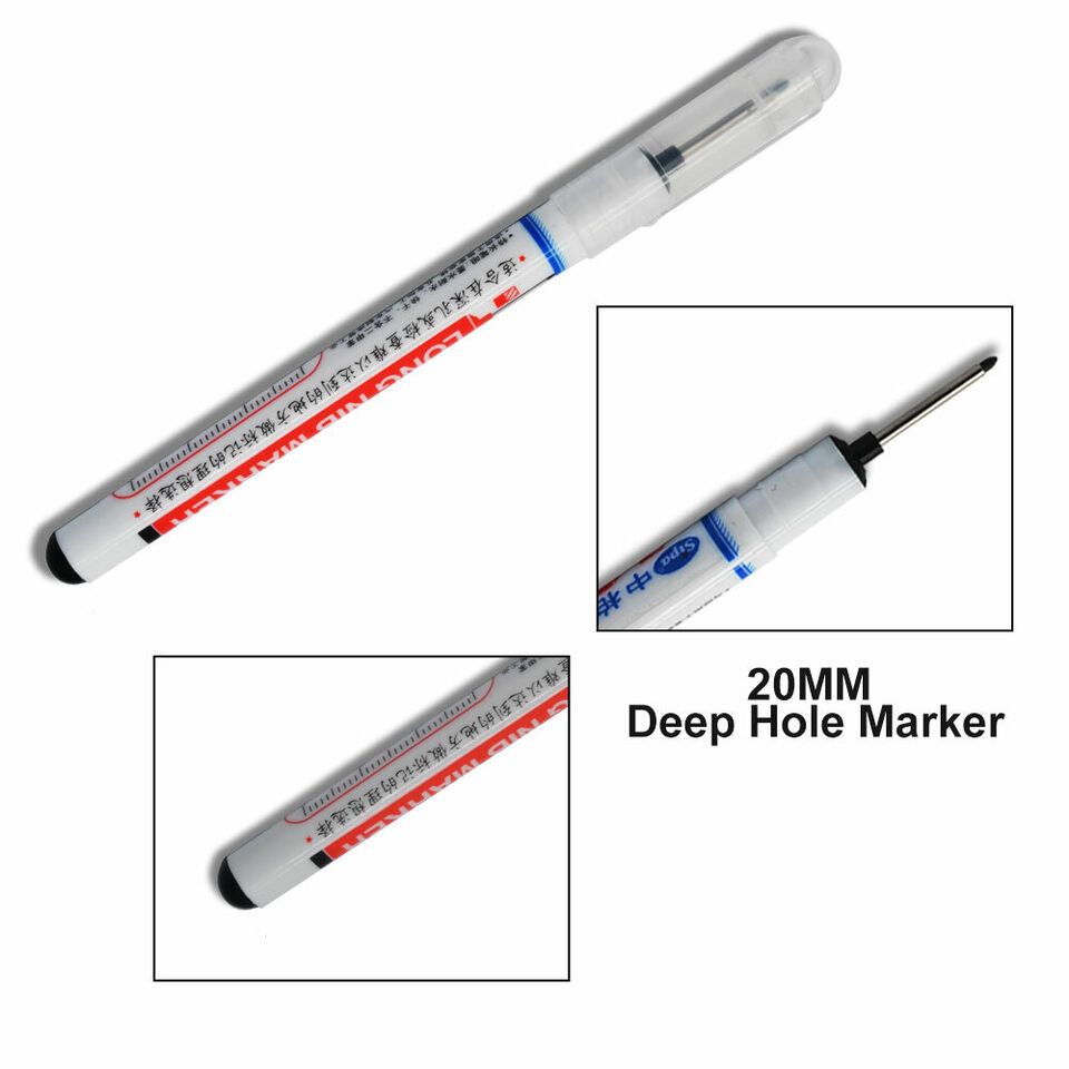 Deep Hole Carpenters Pen Black Ink Waterproof Coloured Leads Long Nib Marker Pen