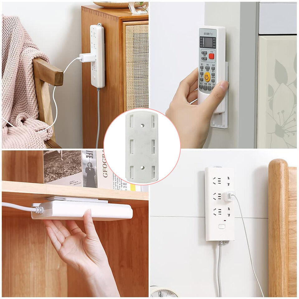 Punch Free Wall Mounted Power Strip Rack Power Board Holder Stick On Mounting