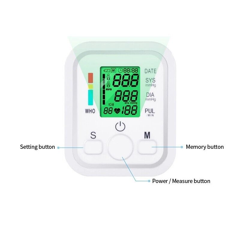 Digital Blood Pressure Monitor Upper Arm BP Machine Heart Rate Monitor Portable