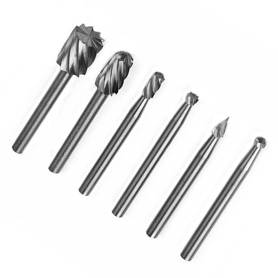 6pc HSS Router Drill Bits Rotary Burrs Tool For Wood Metal Carving Milling