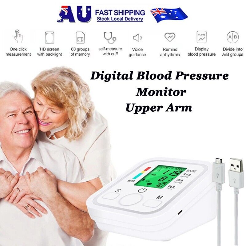 Digital Blood Pressure Monitor Upper Arm BP Machine Heart Rate Monitor Portable