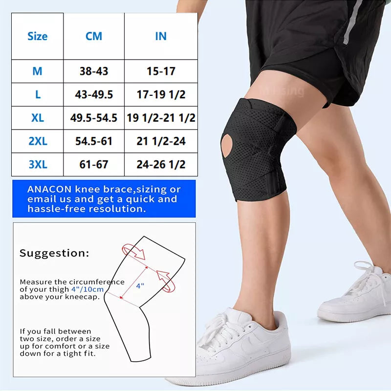 Knee Support Brace Guard Stabilizer Arthritis Wrap Open Sports Adjustable Strap