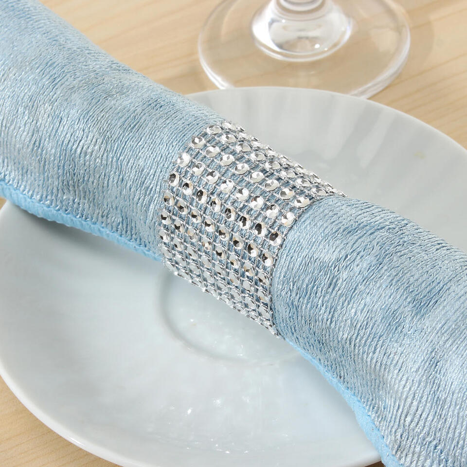 50PCS Diamond Napkin Rings Chairs Buckles Holder Rhinestone Wedding Table Decor