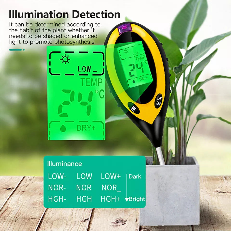 4 in 1 Digital Soil PH Tester Moisture Meter Test Kits Fits Garden Plant Lawns