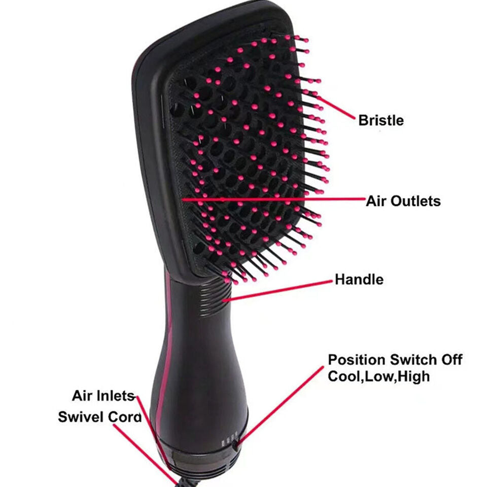 CHRISTMAS SALE- 2 In 1 Hair Dryer Brush Hair Dryer Straightener Brush Heating Blow Dryer Com