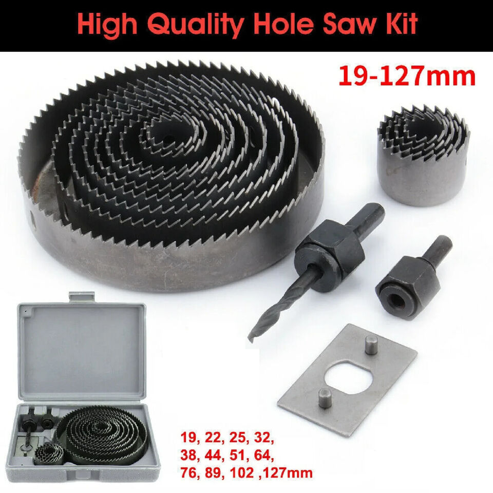 16PC Hole Saw Drill Bit Kit Set Holesaw Wood Sheet Metal Timber Woodworking Tool